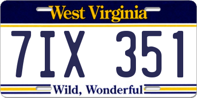 WV license plate 7IX351