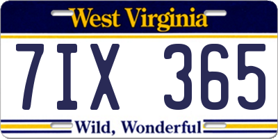 WV license plate 7IX365