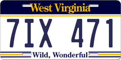 WV license plate 7IX471
