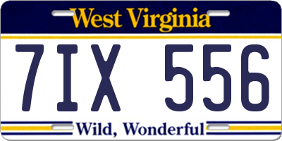 WV license plate 7IX556