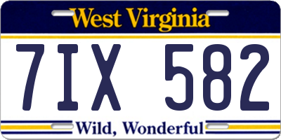 WV license plate 7IX582