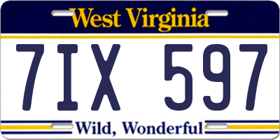 WV license plate 7IX597