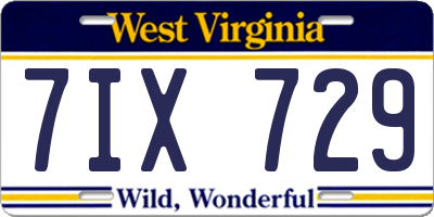 WV license plate 7IX729