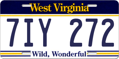 WV license plate 7IY272