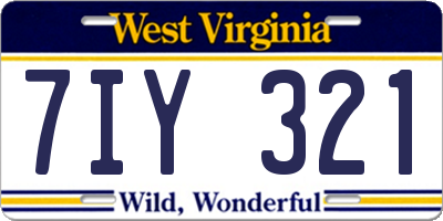 WV license plate 7IY321