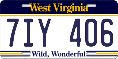 WV license plate 7IY406