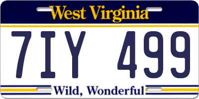 WV license plate 7IY499