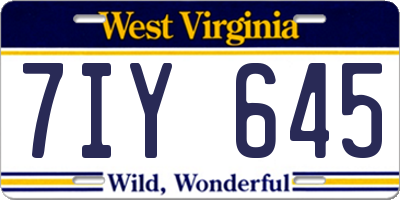 WV license plate 7IY645