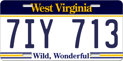 WV license plate 7IY713