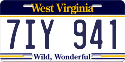 WV license plate 7IY941