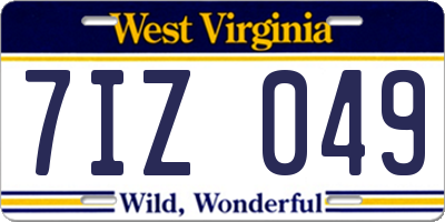 WV license plate 7IZ049