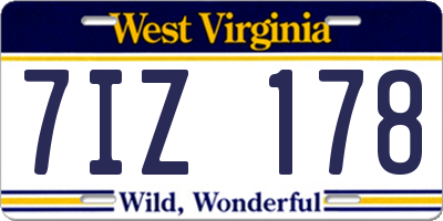 WV license plate 7IZ178