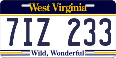 WV license plate 7IZ233