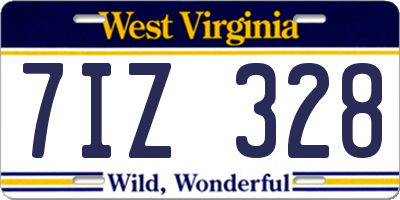 WV license plate 7IZ328