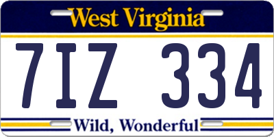 WV license plate 7IZ334