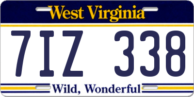 WV license plate 7IZ338