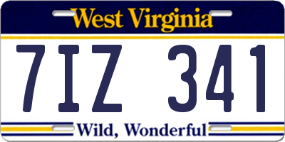 WV license plate 7IZ341