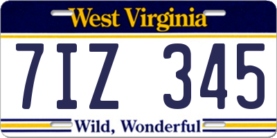WV license plate 7IZ345