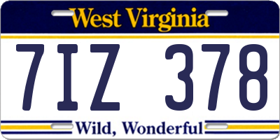 WV license plate 7IZ378