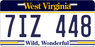 WV license plate 7IZ448