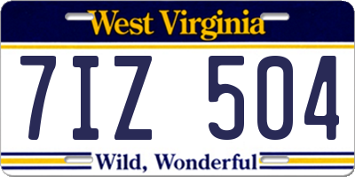 WV license plate 7IZ504