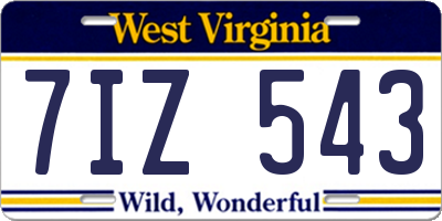 WV license plate 7IZ543