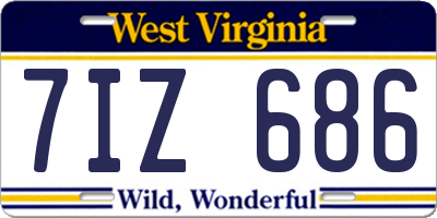 WV license plate 7IZ686