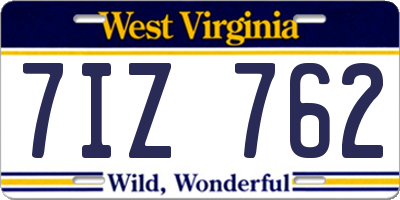 WV license plate 7IZ762