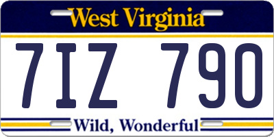 WV license plate 7IZ790