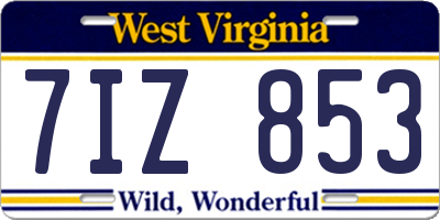 WV license plate 7IZ853