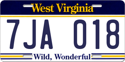 WV license plate 7JA018