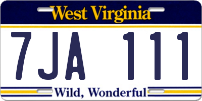 WV license plate 7JA111