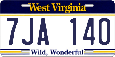 WV license plate 7JA140