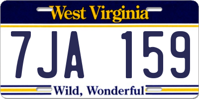 WV license plate 7JA159