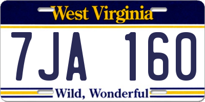 WV license plate 7JA160