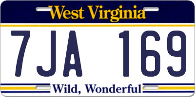 WV license plate 7JA169