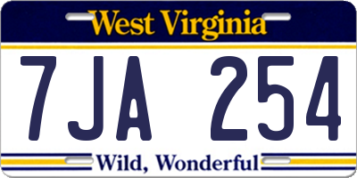 WV license plate 7JA254