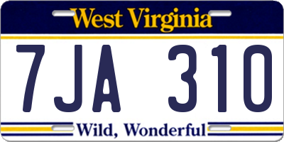 WV license plate 7JA310