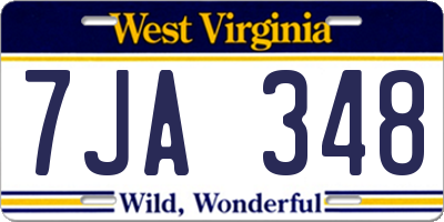 WV license plate 7JA348