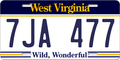 WV license plate 7JA477