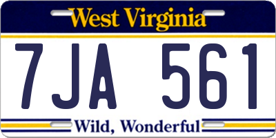 WV license plate 7JA561