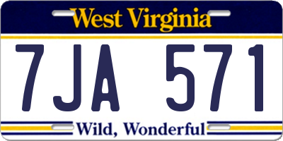 WV license plate 7JA571