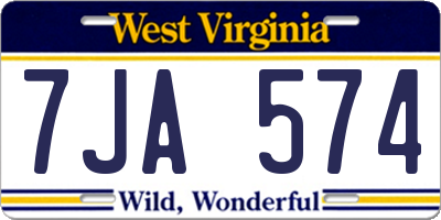 WV license plate 7JA574