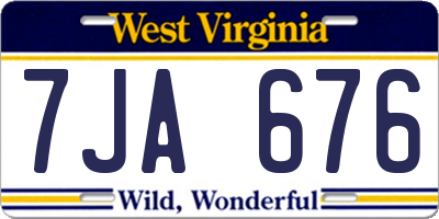WV license plate 7JA676