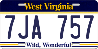 WV license plate 7JA757