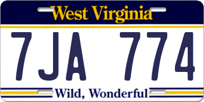 WV license plate 7JA774