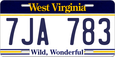 WV license plate 7JA783
