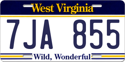 WV license plate 7JA855