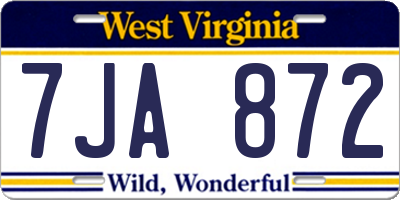 WV license plate 7JA872