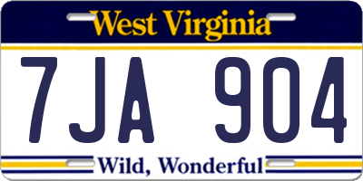 WV license plate 7JA904